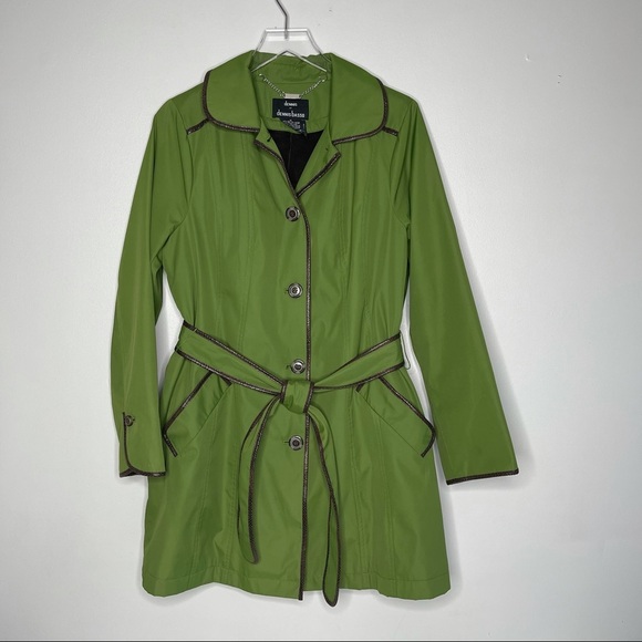 dennis basso Jackets & Blazers - Dennis Basso green/BrownTrim Coat Jacket
